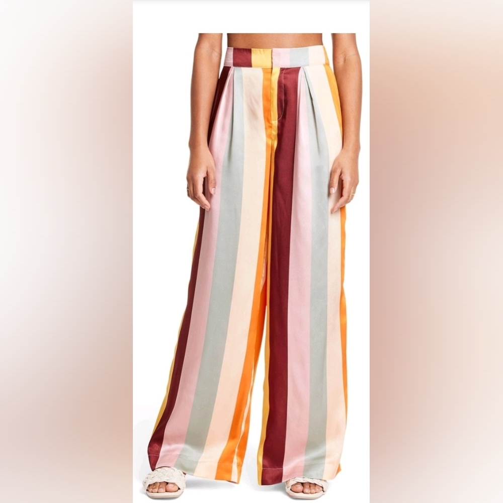 NWT Fe Noel x Target Mixed Vertical Print Wide Leg Pants - Medium